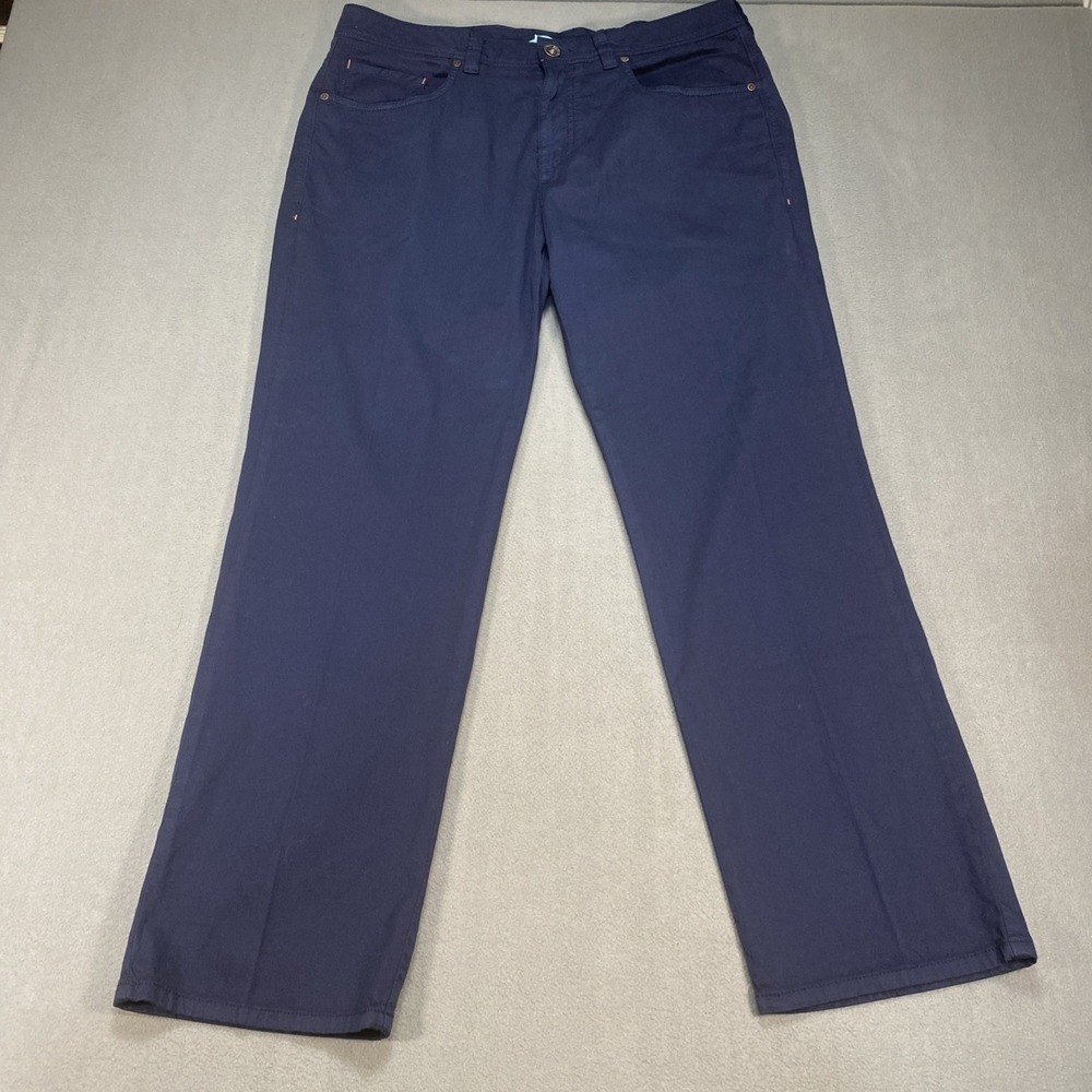 Tommy Bahama Men's 35x30 Chino Pants Navy Blue Pima Cotton Blue Flat Front